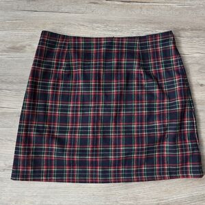 Pink Lily Plaid Red Green Mini Skirt Prepp Schoolgirl Y2K Vintage Tartan 90s L